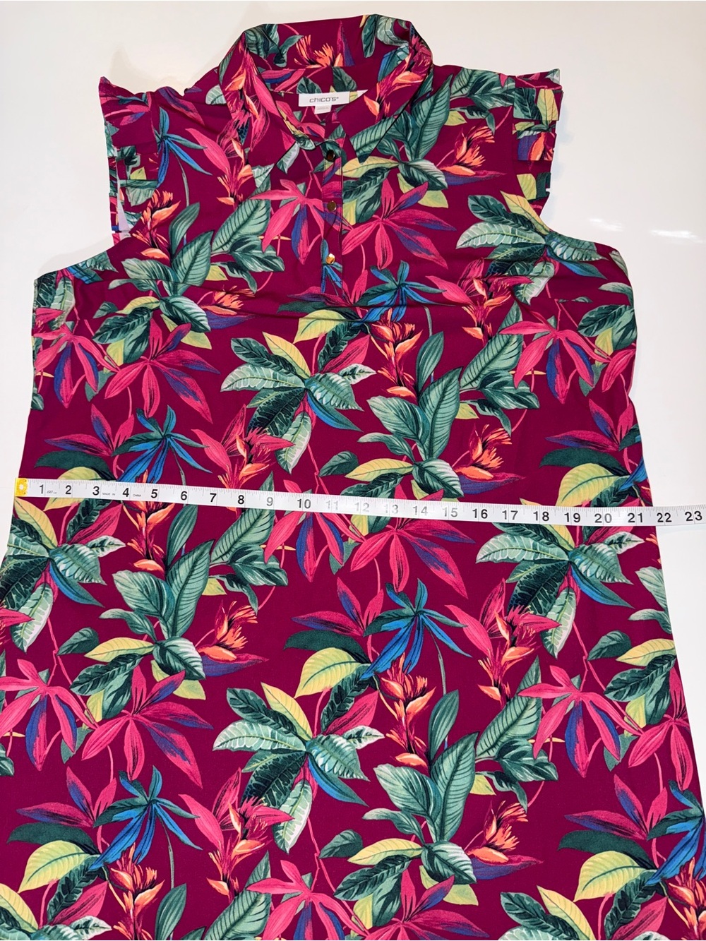 Chico's Zenergy Tropical Print Sleeveless Bungee Dress Size 2 Large EUC - Picture 7 of 8
